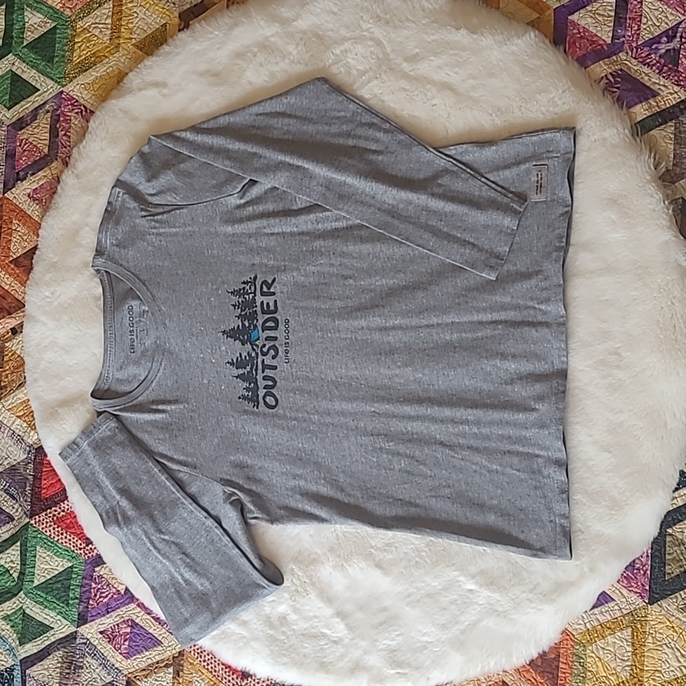 Life Is Good Outsider Outdoor Graphic Camping Hiking Woods Long Sleeve Top